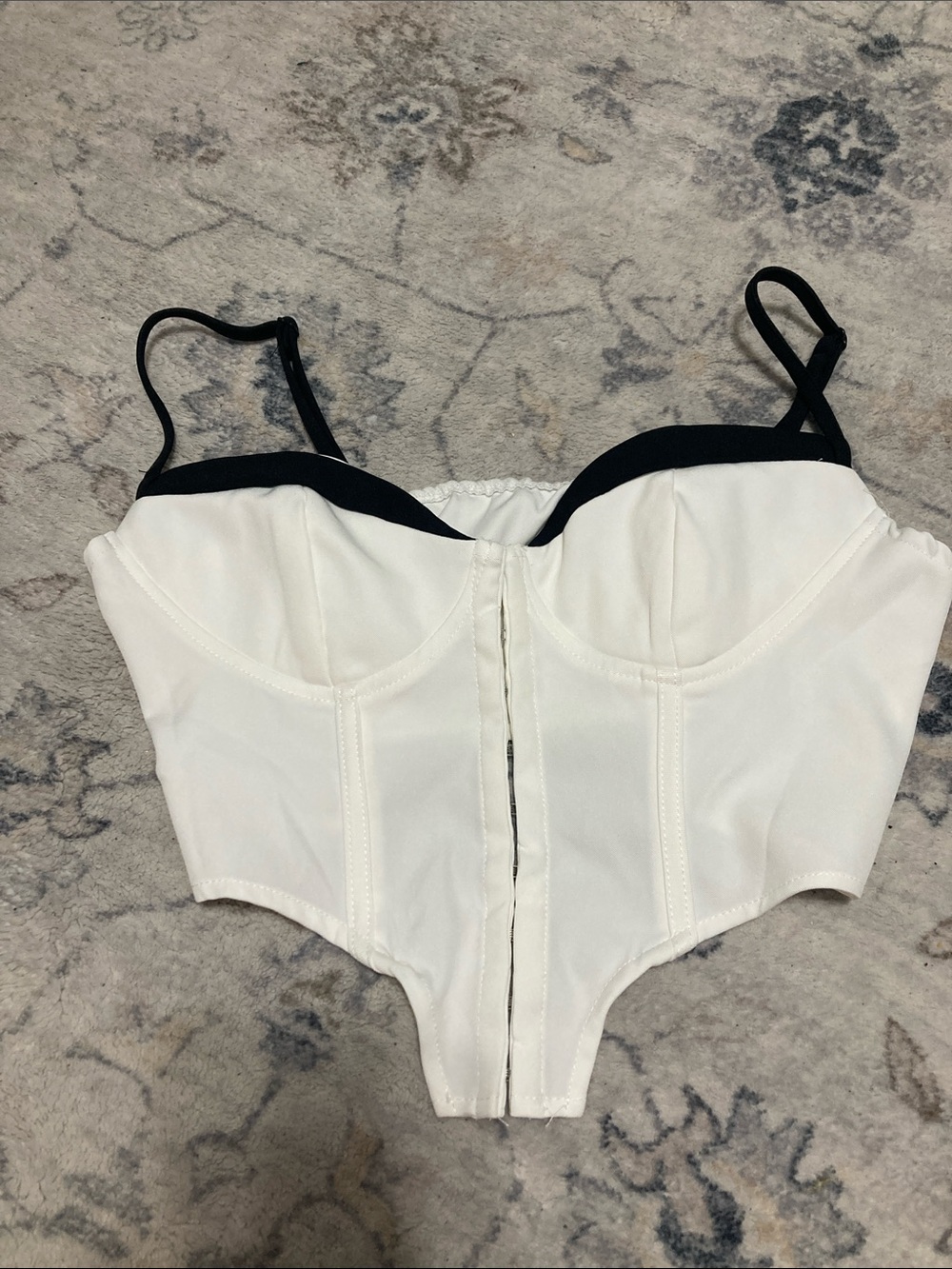 White Bustier Top with Black Trim